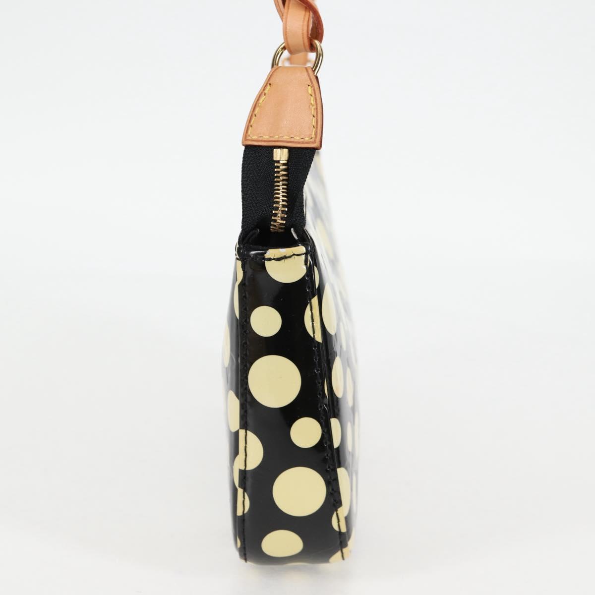 LOUIS VUITTON Vernis Yayoi Kusama Pochette Accessoires Black M91427 Auth 126419SAV