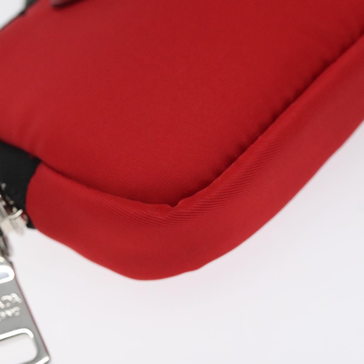 PRADA Chain Pouch Shoulder Bag Nylon Red Silver Auth 126430