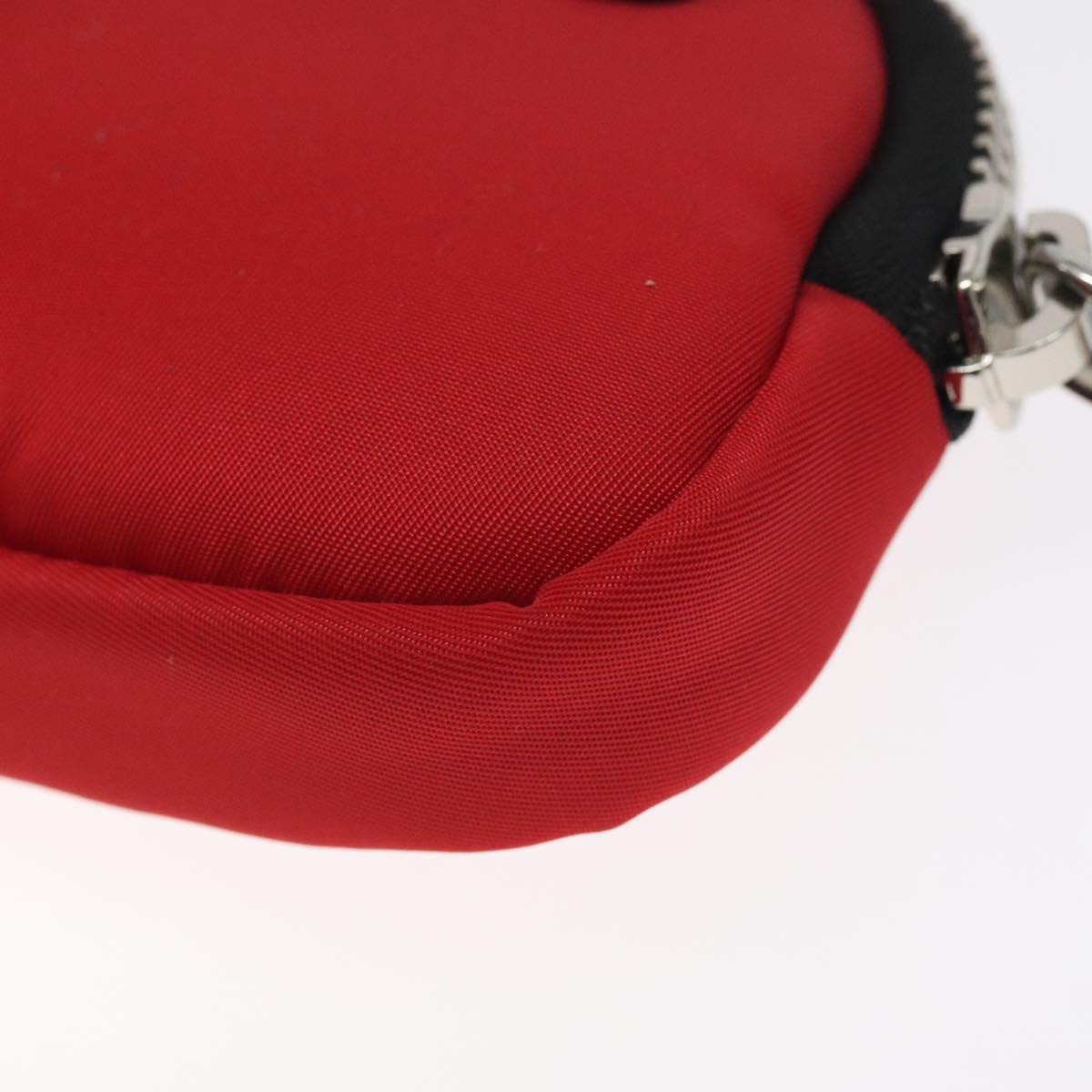 PRADA Chain Pouch Shoulder Bag Nylon Red Silver Auth 126430