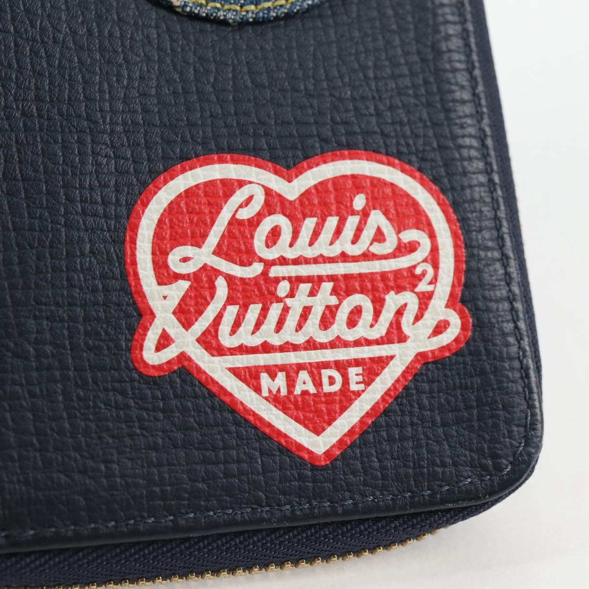 LOUIS VUITTON NIGO LV Squared Zippy Wallet Long Wallet Navy M81107 Auth 126433M