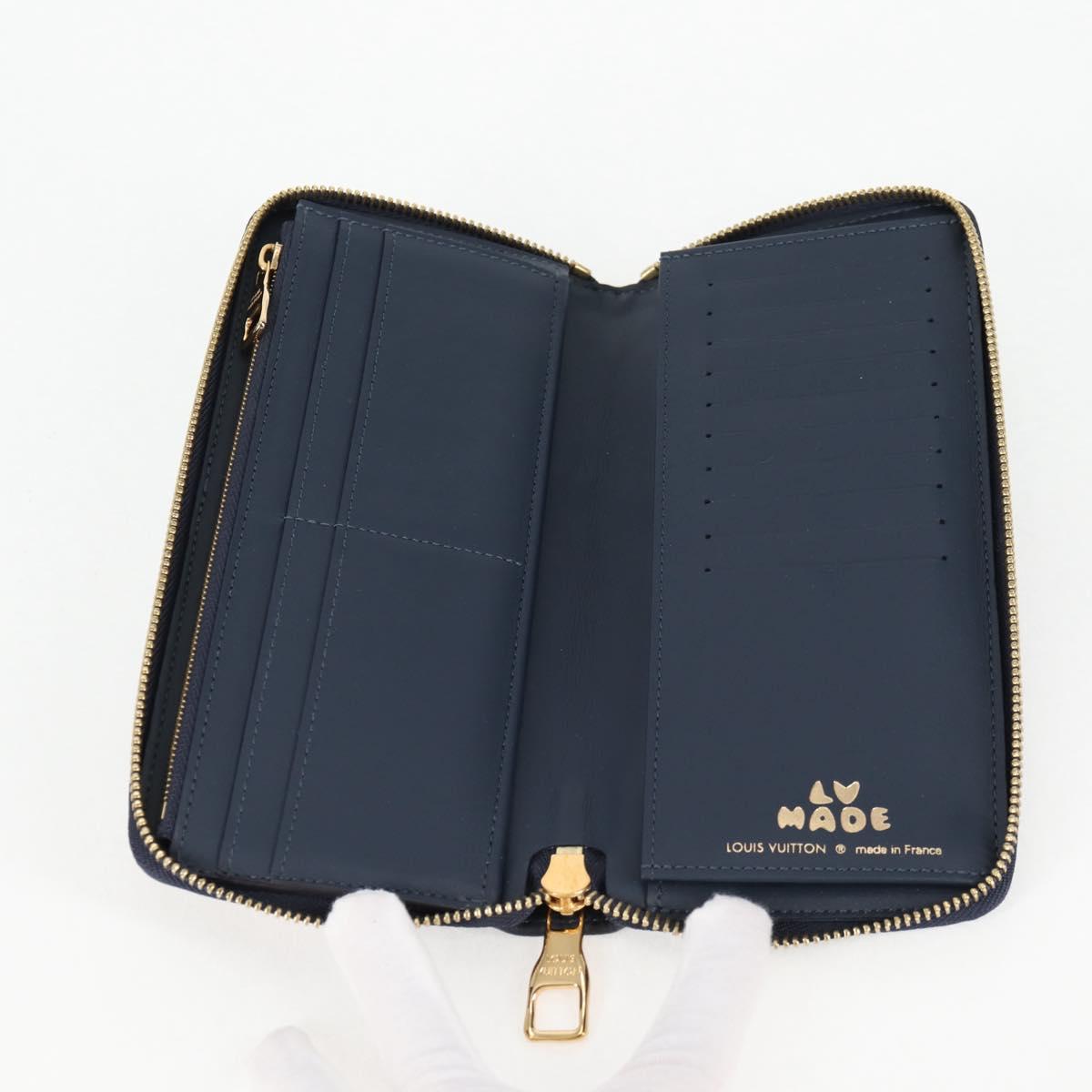 LOUIS VUITTON NIGO LV Squared Zippy Wallet Long Wallet Navy M81107 Auth 126433M