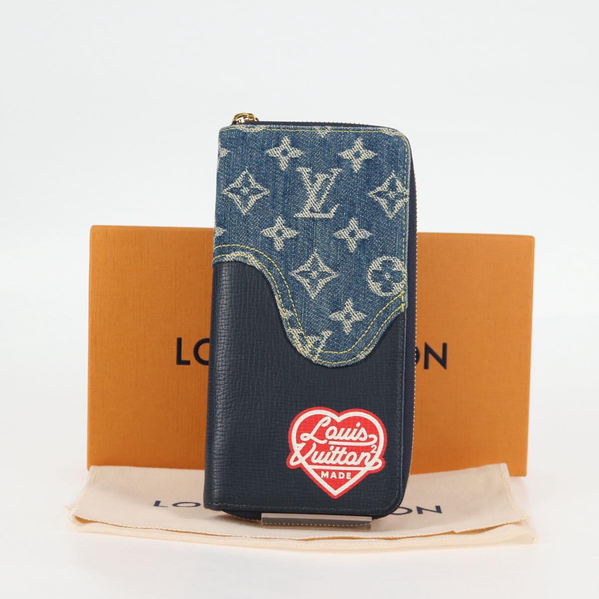 LOUIS VUITTON NIGO LV Squared Zippy Wallet Long Wallet Navy M81107 Auth 126433M
