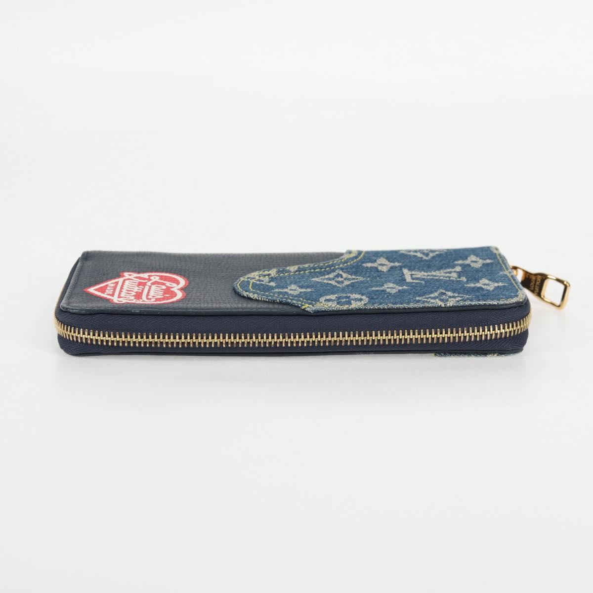 LOUIS VUITTON NIGO LV Squared Zippy Wallet Long Wallet Navy M81107 Auth 126433M