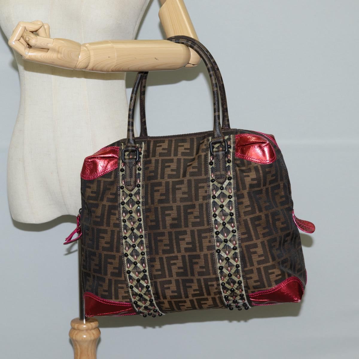 FENDI Zucca Canvas Tote Bag Black Brown Auth 126450V