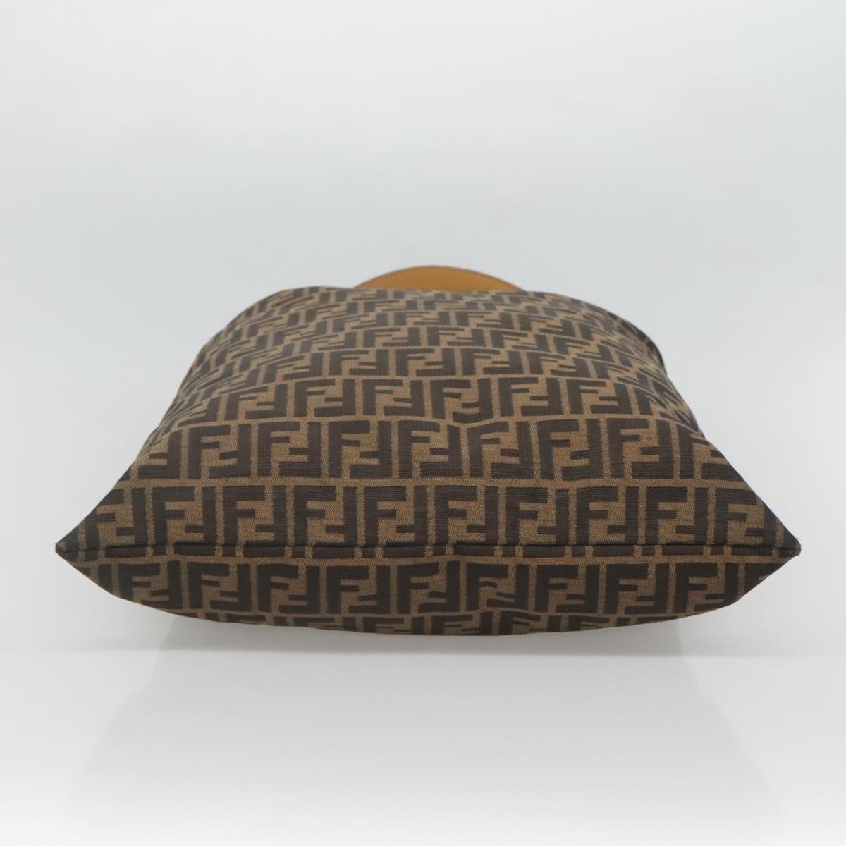 FENDI Zucca Canvas Shoulder Bag Black Brown Auth 126525