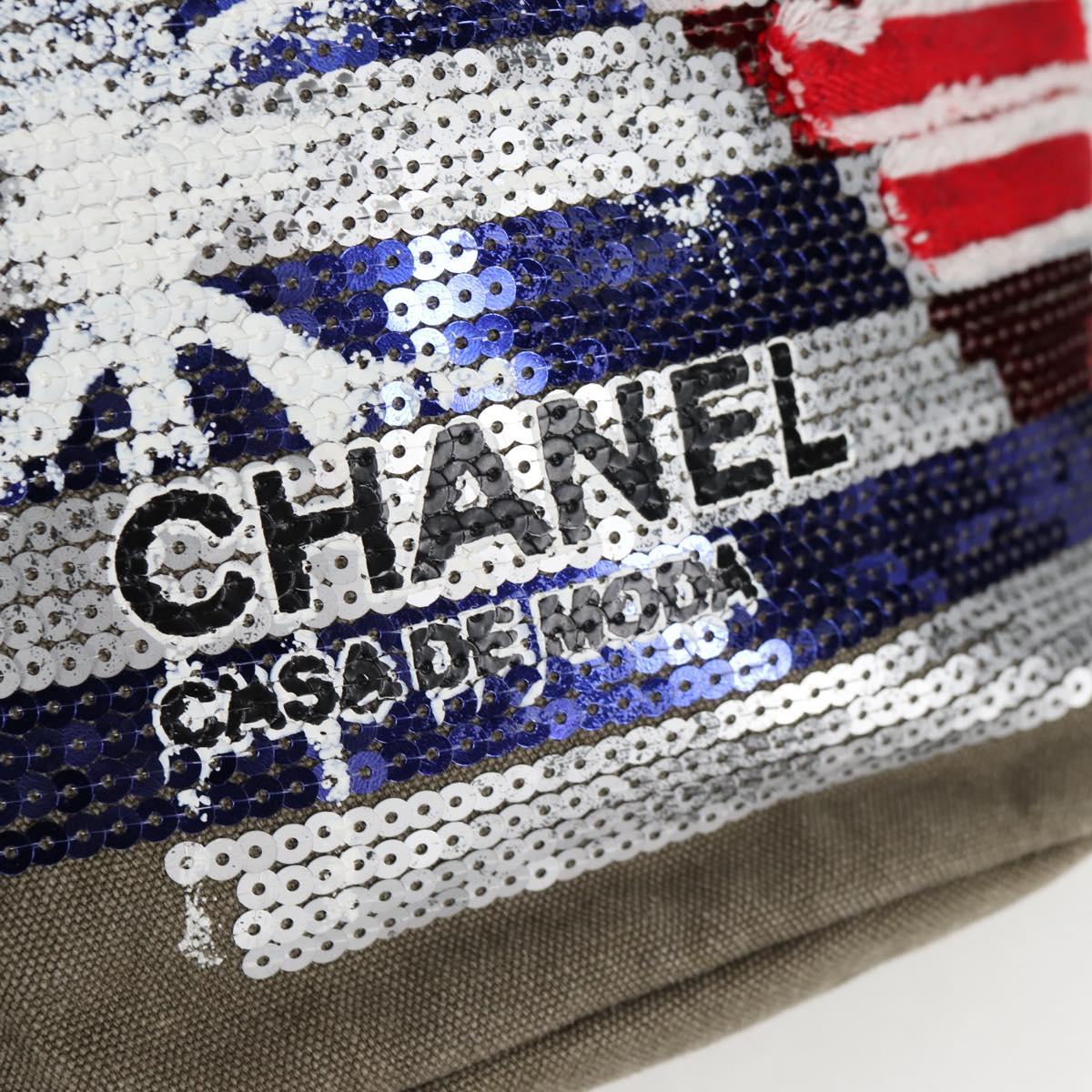 CHANEL Backpack Canvas Green CC Auth 126527M