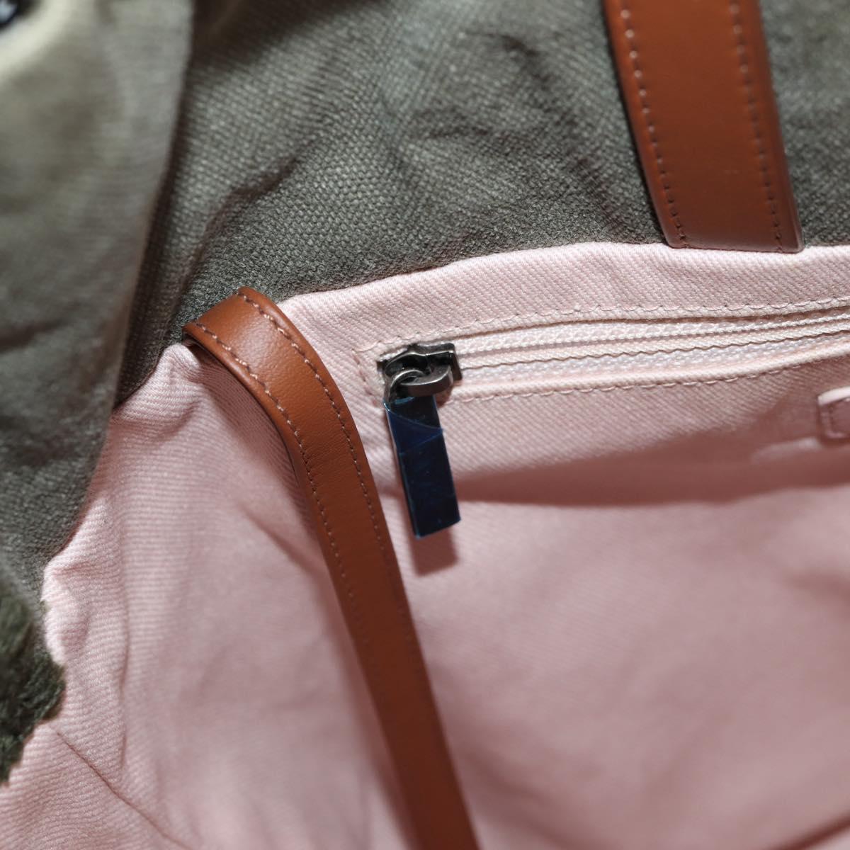 CHANEL Backpack Canvas Green CC Auth 126527M