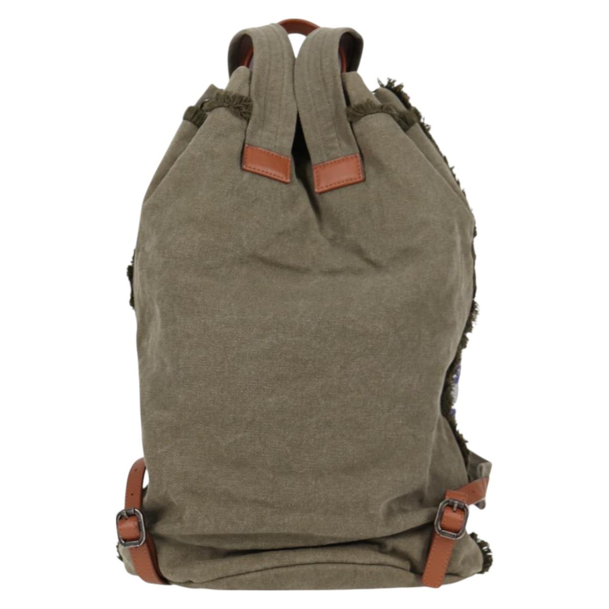 CHANEL Backpack Canvas Green CC Auth 126527M