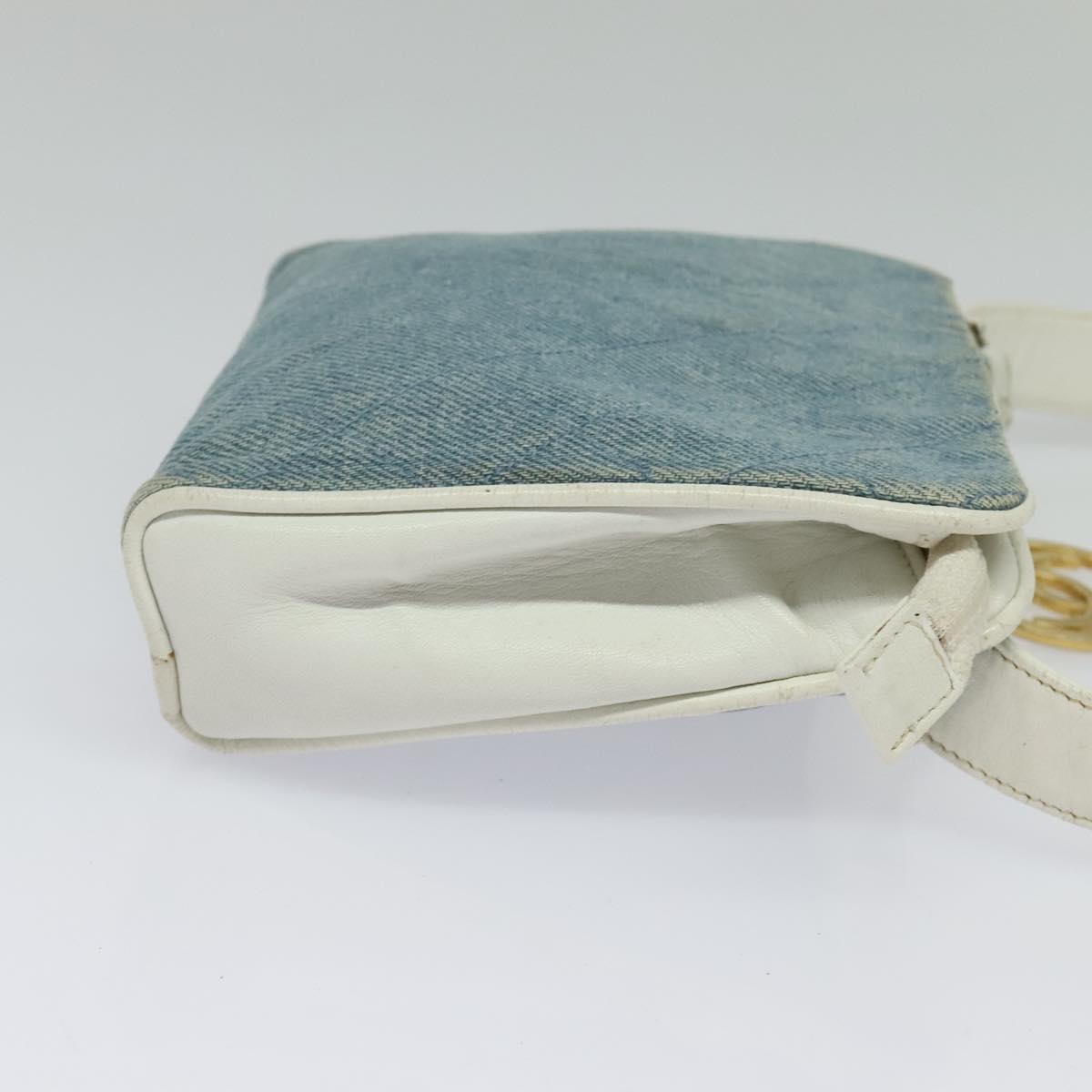 CHANEL Matelasse Waist Bag Denim Blue Gold CC Auth 126559