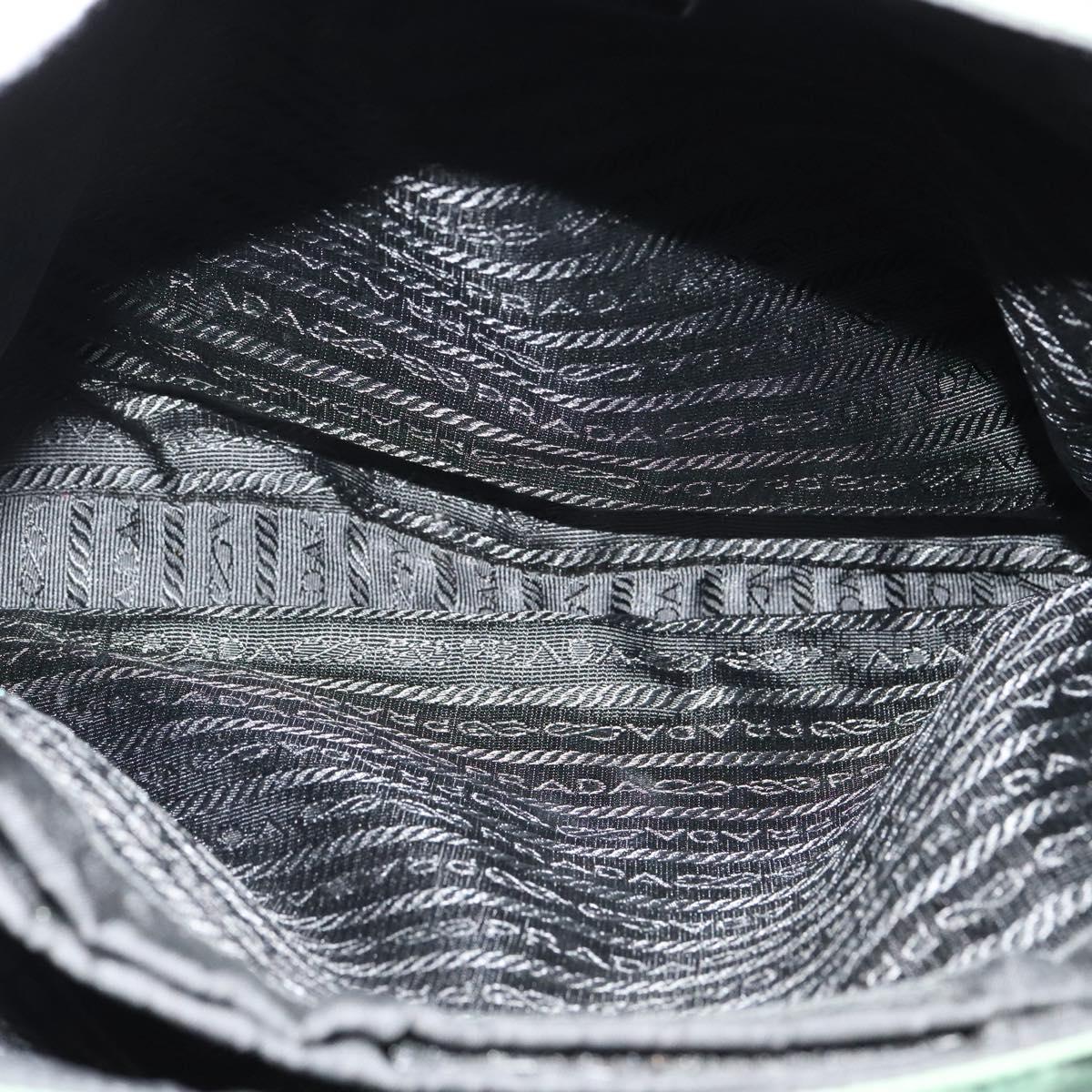 PRADA Shoulder Bag Nylon Plastic Green Silver Auth 126560