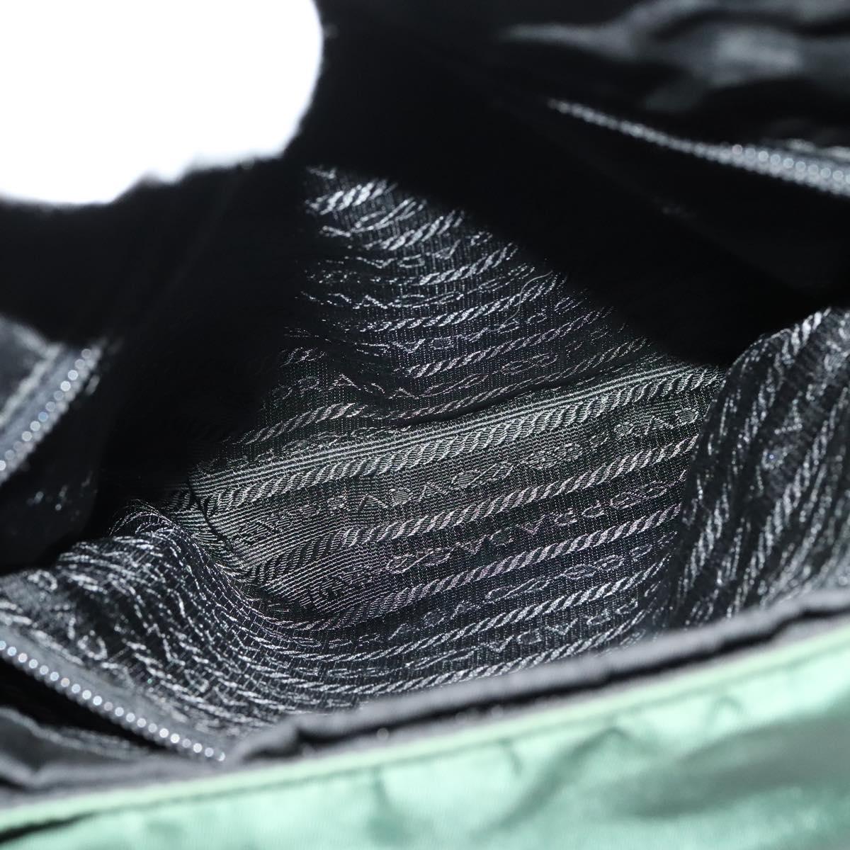 PRADA Shoulder Bag Nylon Plastic Green Silver Auth 126560