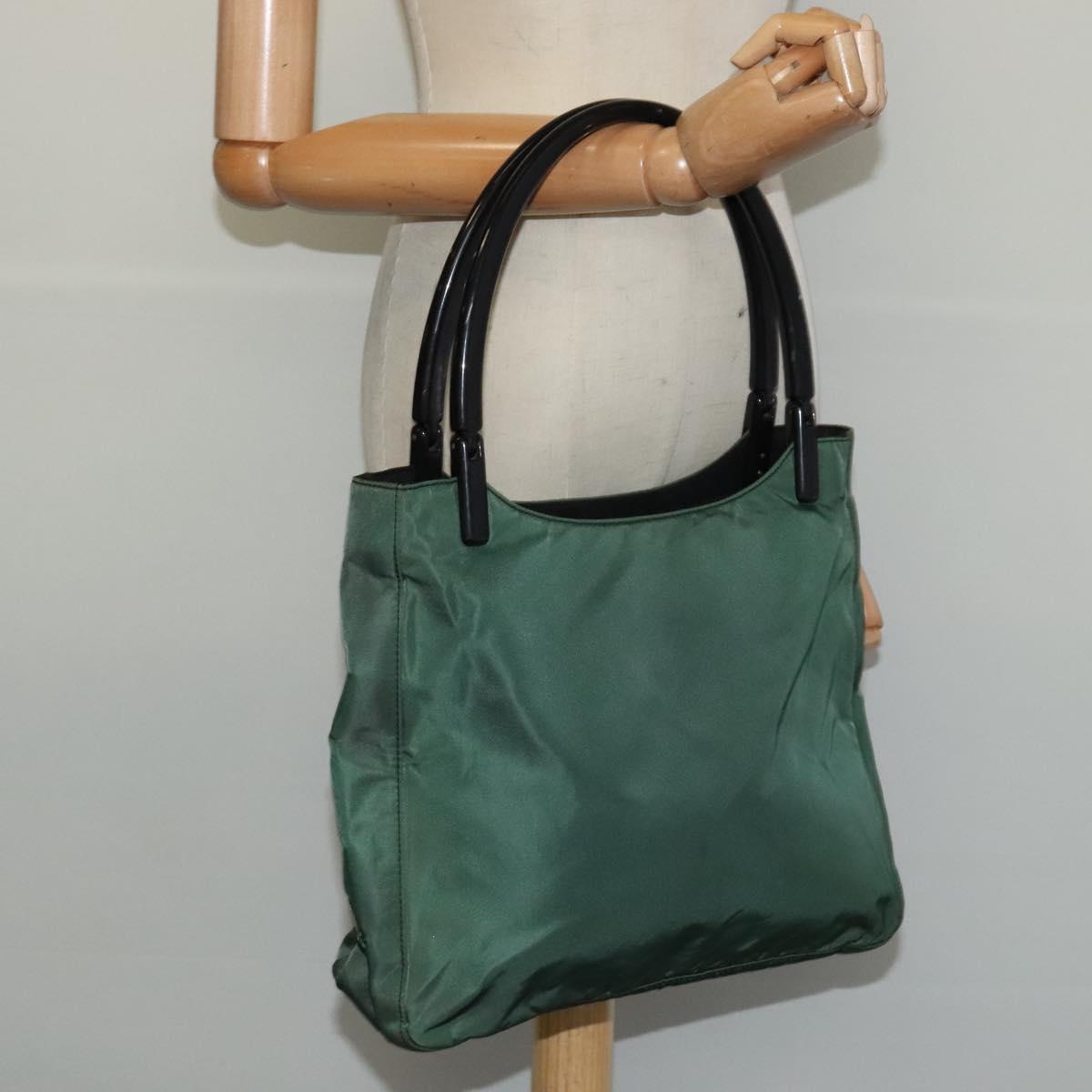 PRADA Shoulder Bag Nylon Plastic Green Silver Auth 126560
