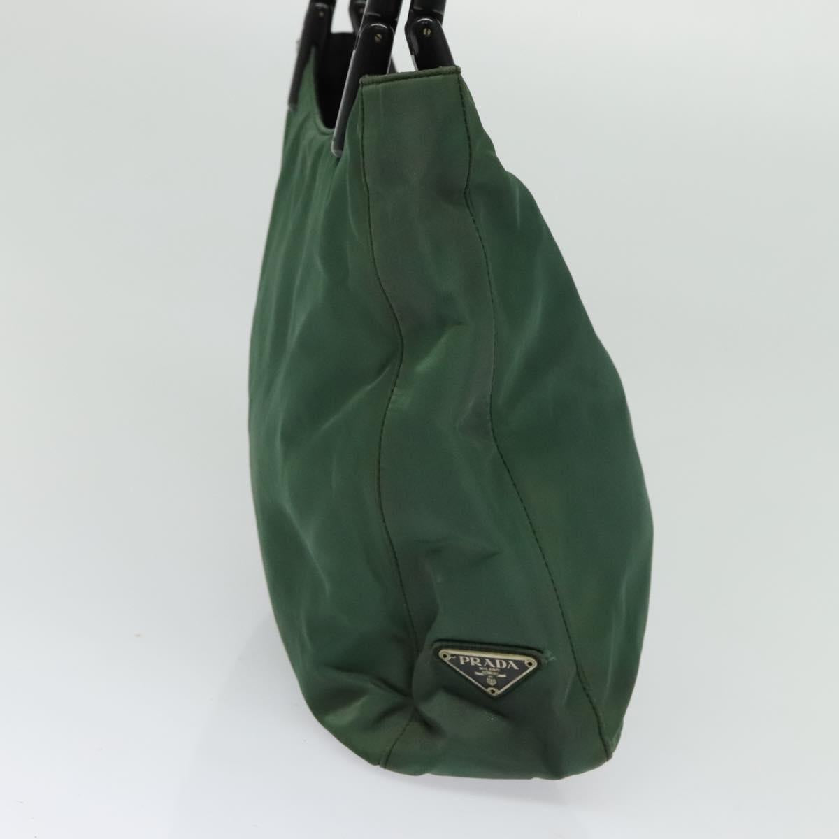 PRADA Shoulder Bag Nylon Plastic Green Silver Auth 126560