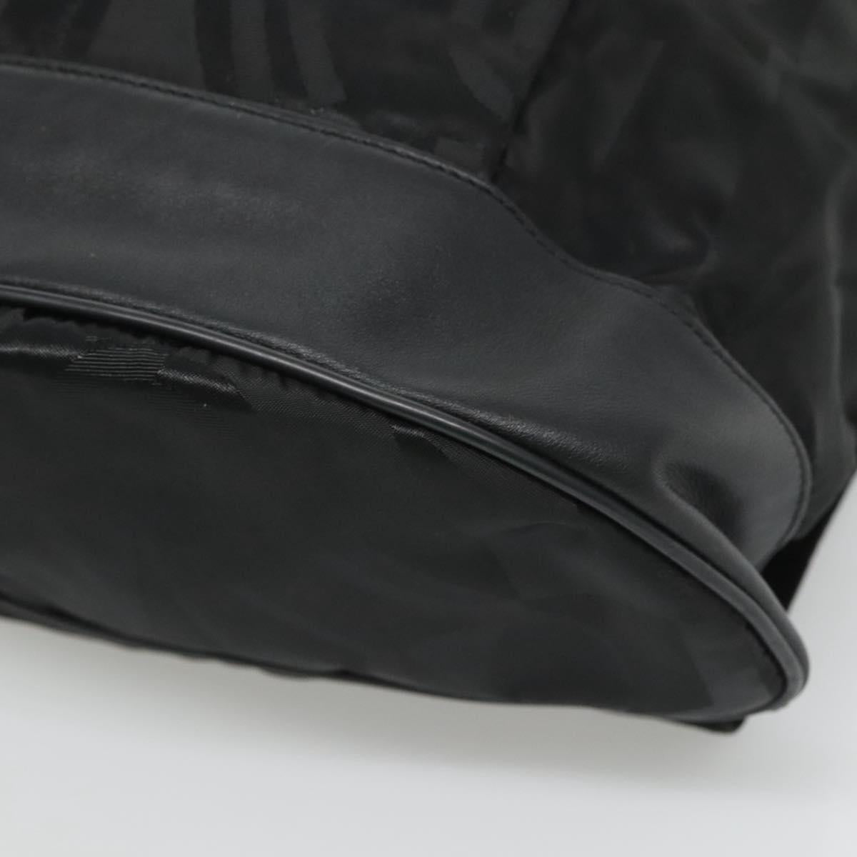 Salvatore Ferragamo Backpack Nylon Black Gold Auth 126564