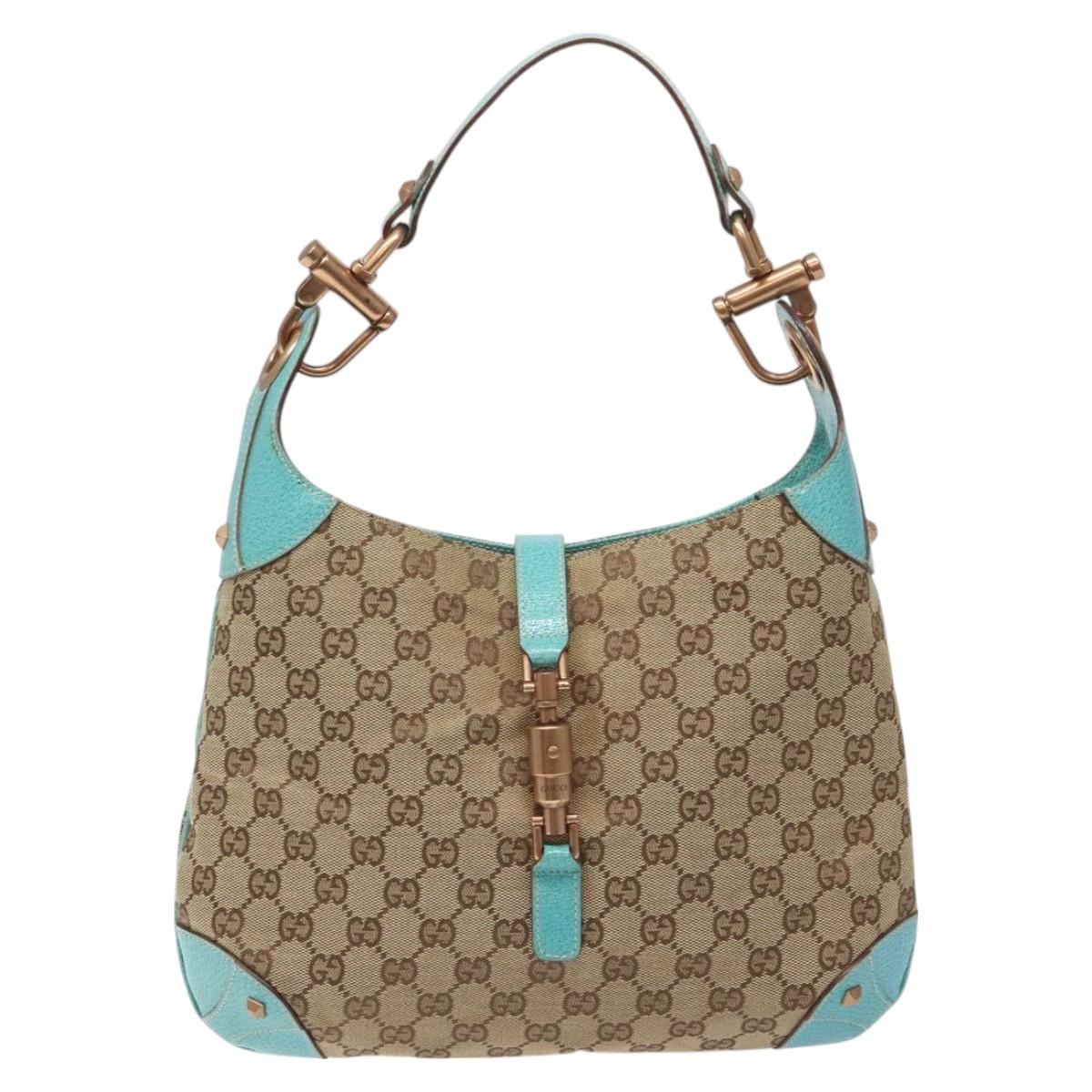 GUCCI Jackie GG Canvas Shoulder Bag Beige 120888 Auth 126565