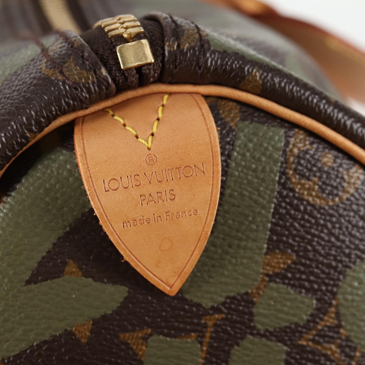 LOUIS VUITTON Monogram Graffiti Keepall 50 Boston Bag Khaki M92196 Auth 126567V