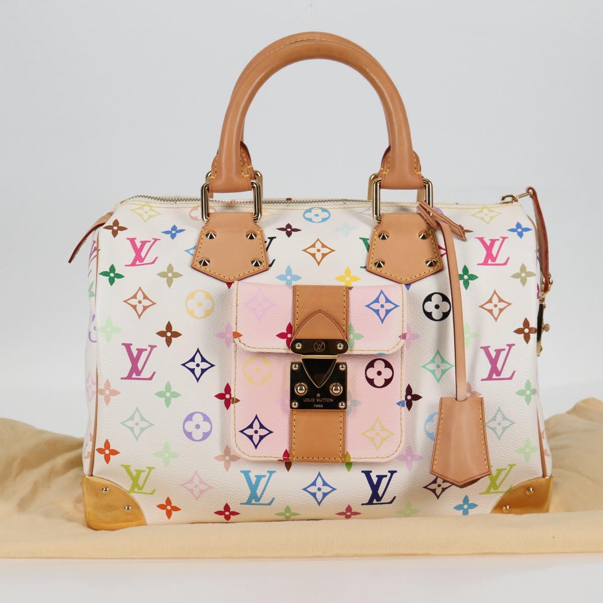 LOUIS VUITTON Monogram Multicolor Speedy 30 Hand Bag White M92643 Auth 126568V