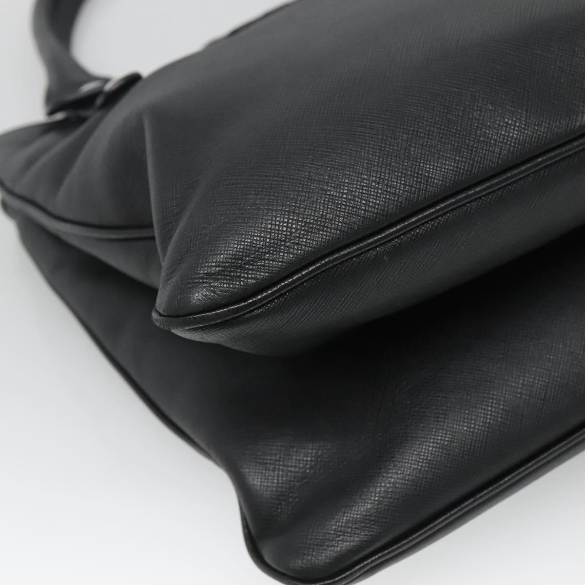 Salvatore Ferragamo Gancini Hand Bag Leather Black Silver Auth 126582