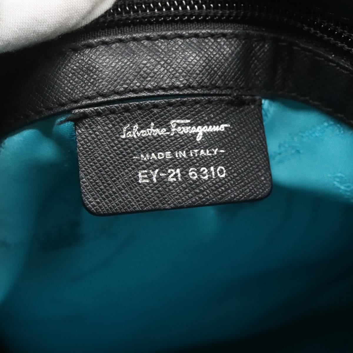 Salvatore Ferragamo Gancini Hand Bag Leather Black Silver Auth 126582