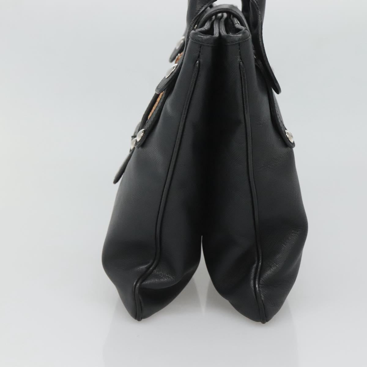 Salvatore Ferragamo Gancini Hand Bag Leather Black Silver Auth 126582