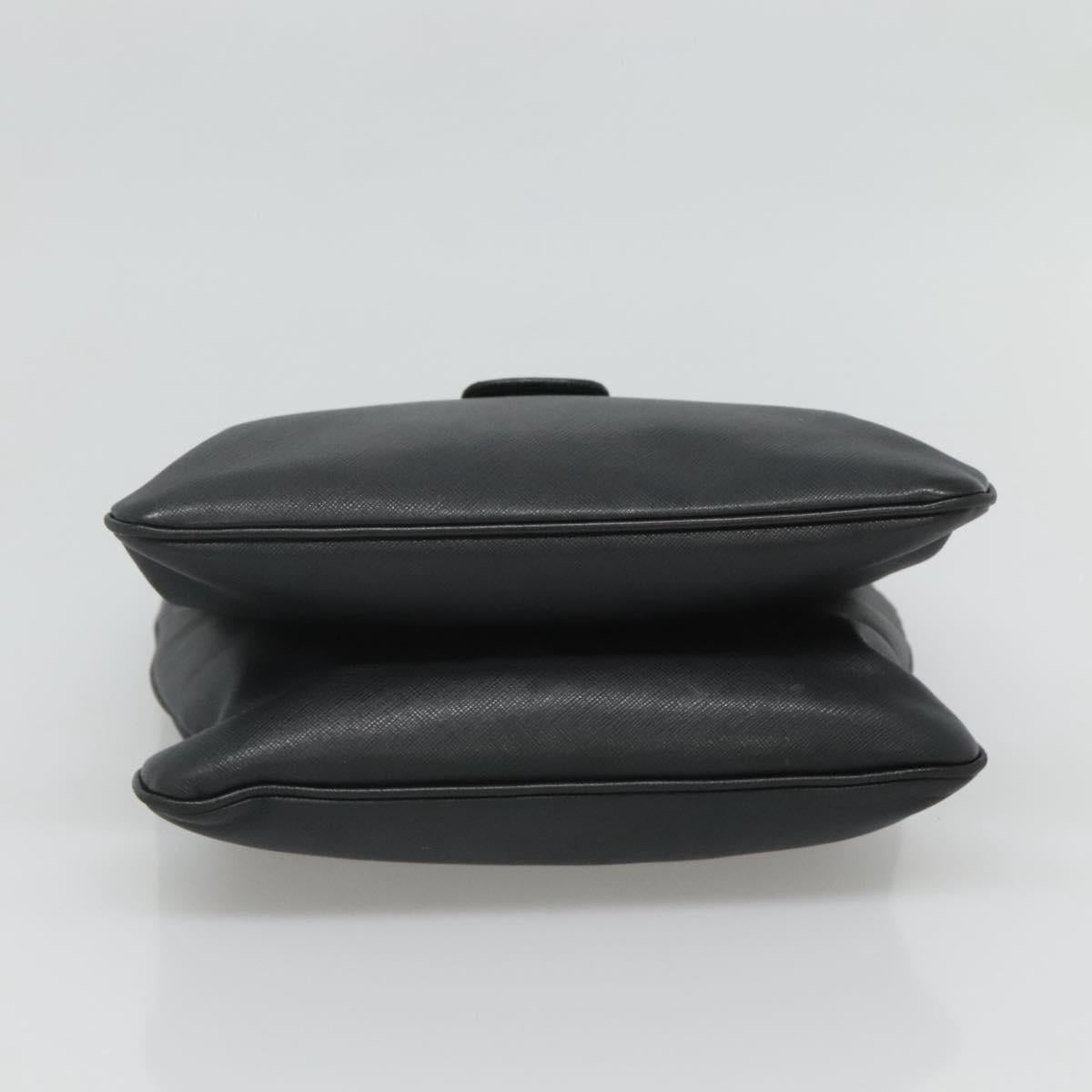 Salvatore Ferragamo Gancini Hand Bag Leather Black Silver Auth 126582