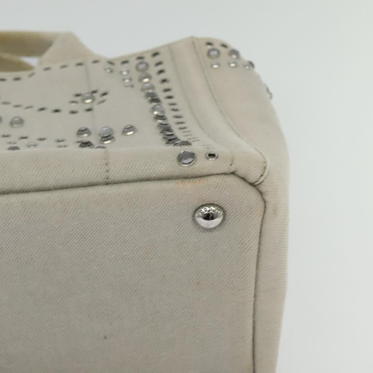 PRADA Bijoux Canapa PM Hand Bag Canvas 2way Gray Auth 126588