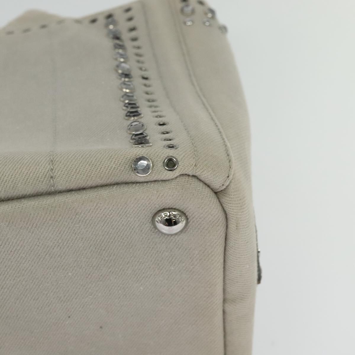 PRADA Bijoux Canapa PM Hand Bag Canvas 2way Gray Auth 126588