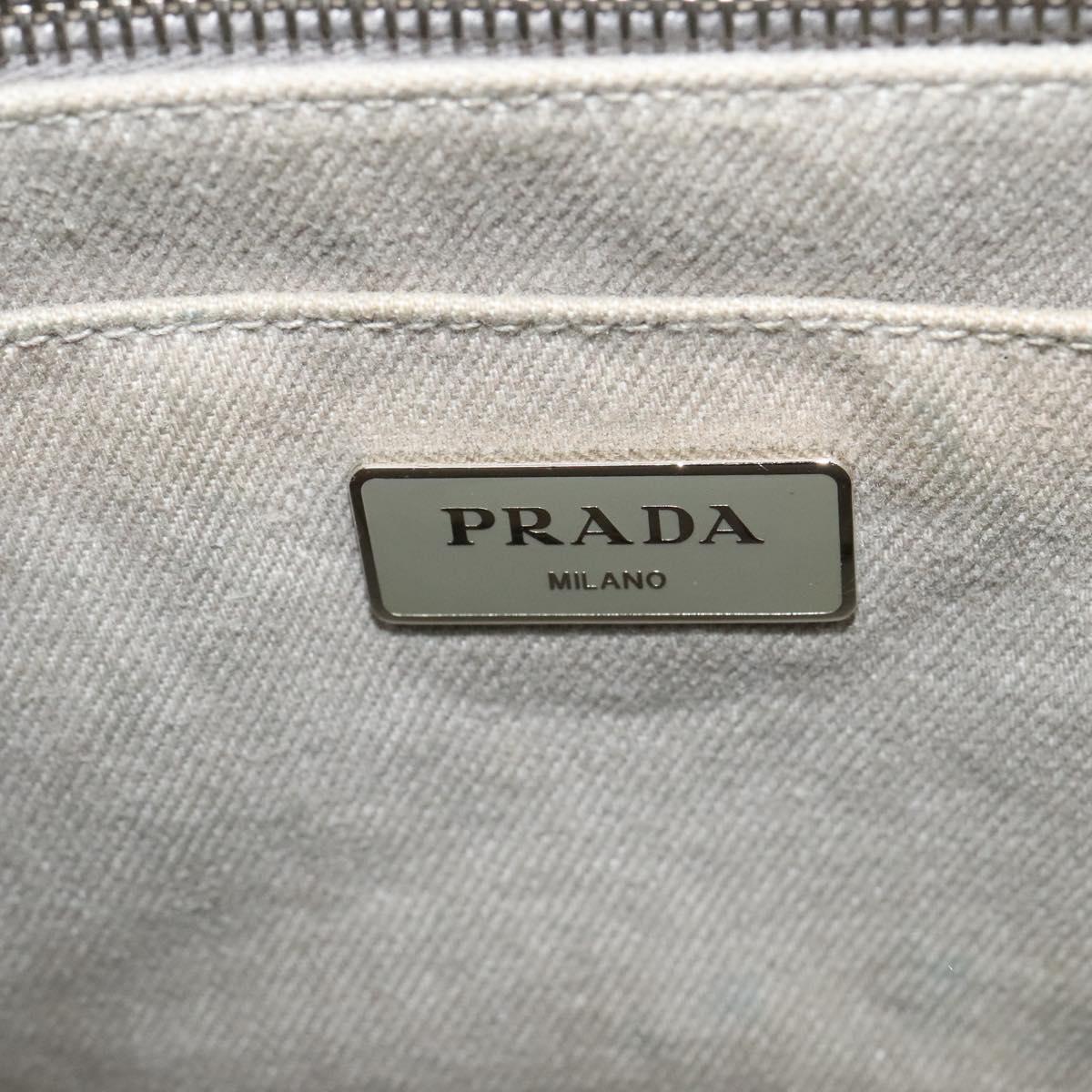 PRADA Bijoux Canapa PM Hand Bag Canvas 2way Gray Auth 126588