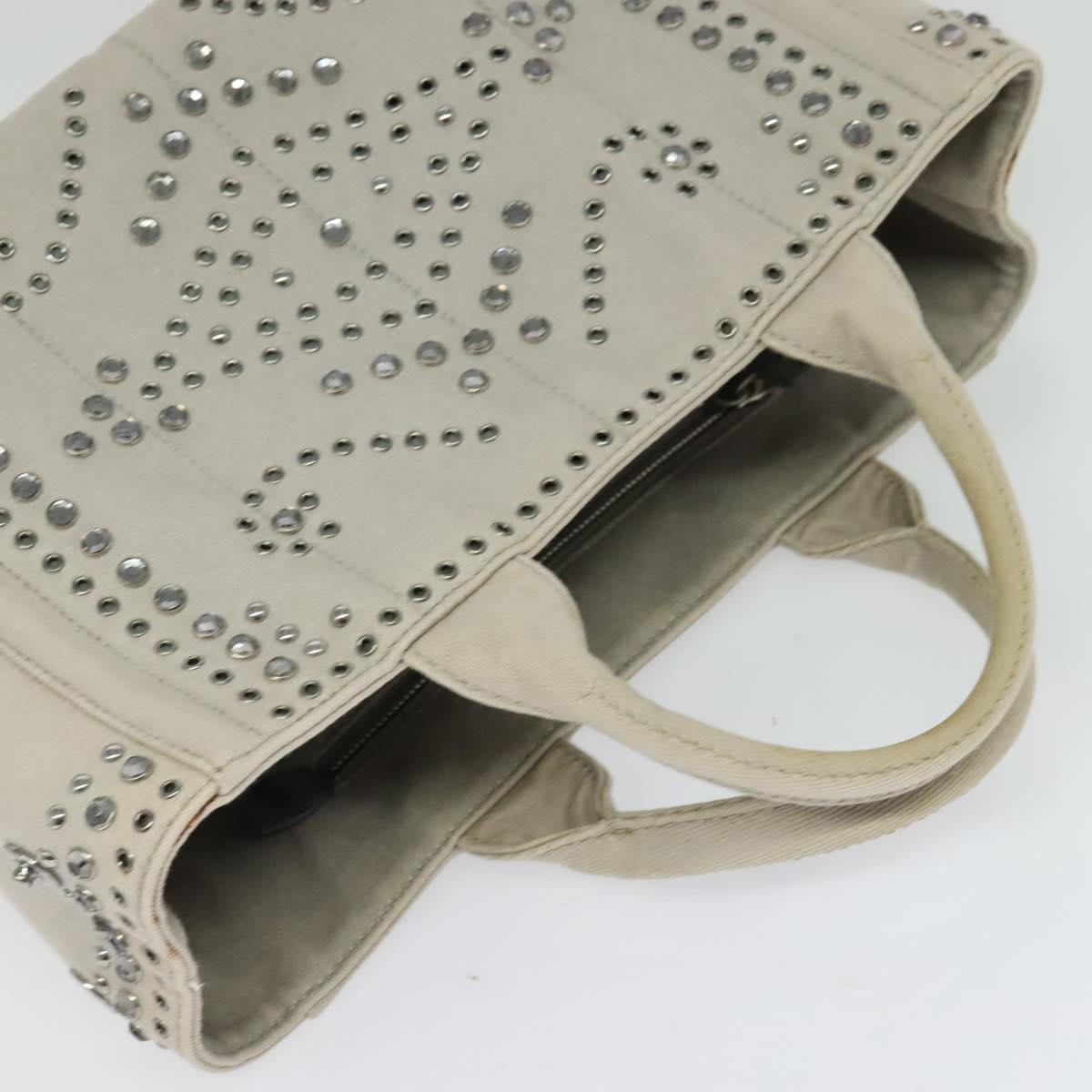 PRADA Bijoux Canapa PM Hand Bag Canvas 2way Gray Auth 126588