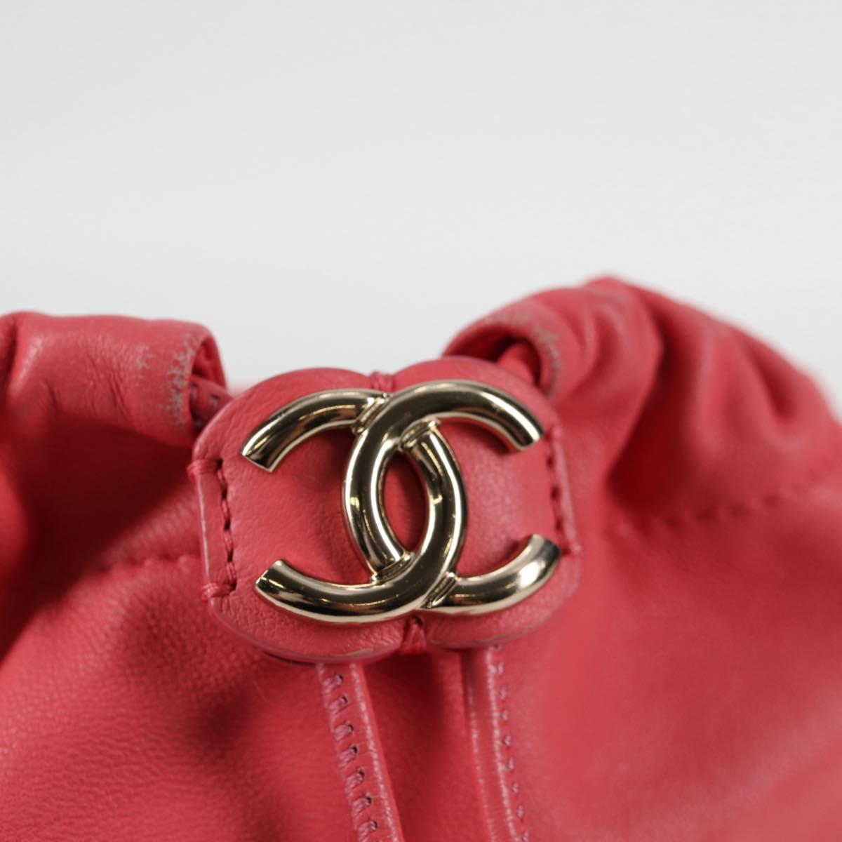 CHANEL Chain Shoulder Bag Lamb Skin Pink Gold CC Auth 126608M