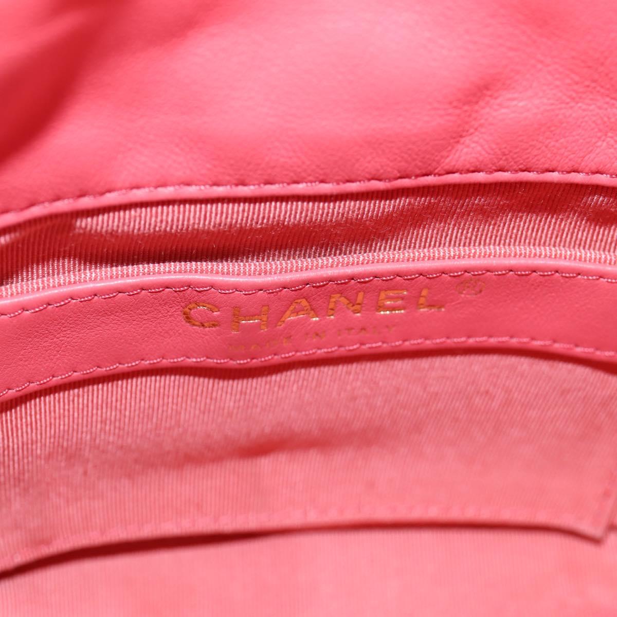 CHANEL Chain Shoulder Bag Lamb Skin Pink Gold CC Auth 126608SAM