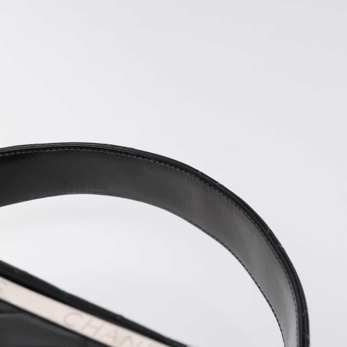 CHANEL Matelasse Hand Bag Enamel Black Silver CC Auth 126615