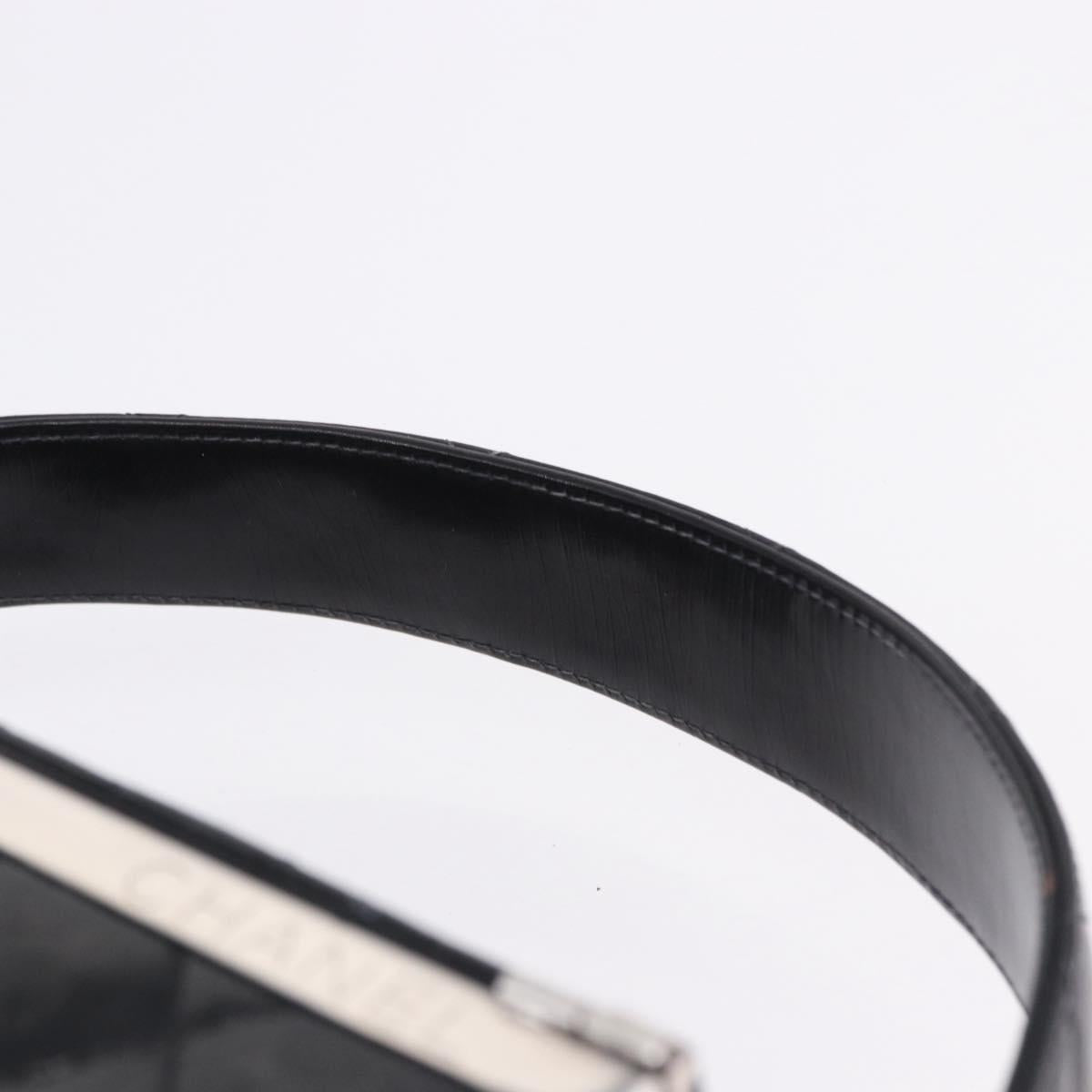 CHANEL Matelasse Hand Bag Enamel Black Silver CC Auth 126615
