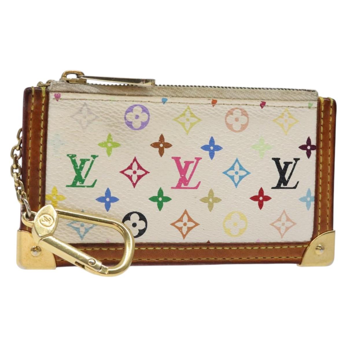 LOUIS VUITTON Monogram Multicolor Pochette Cles Purse White M92655 Auth 126643