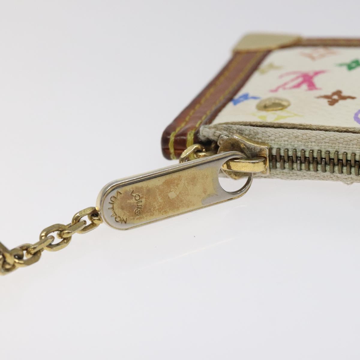 LOUIS VUITTON Monogram Multicolor Pochette Cles Purse White M92655 Auth 126643