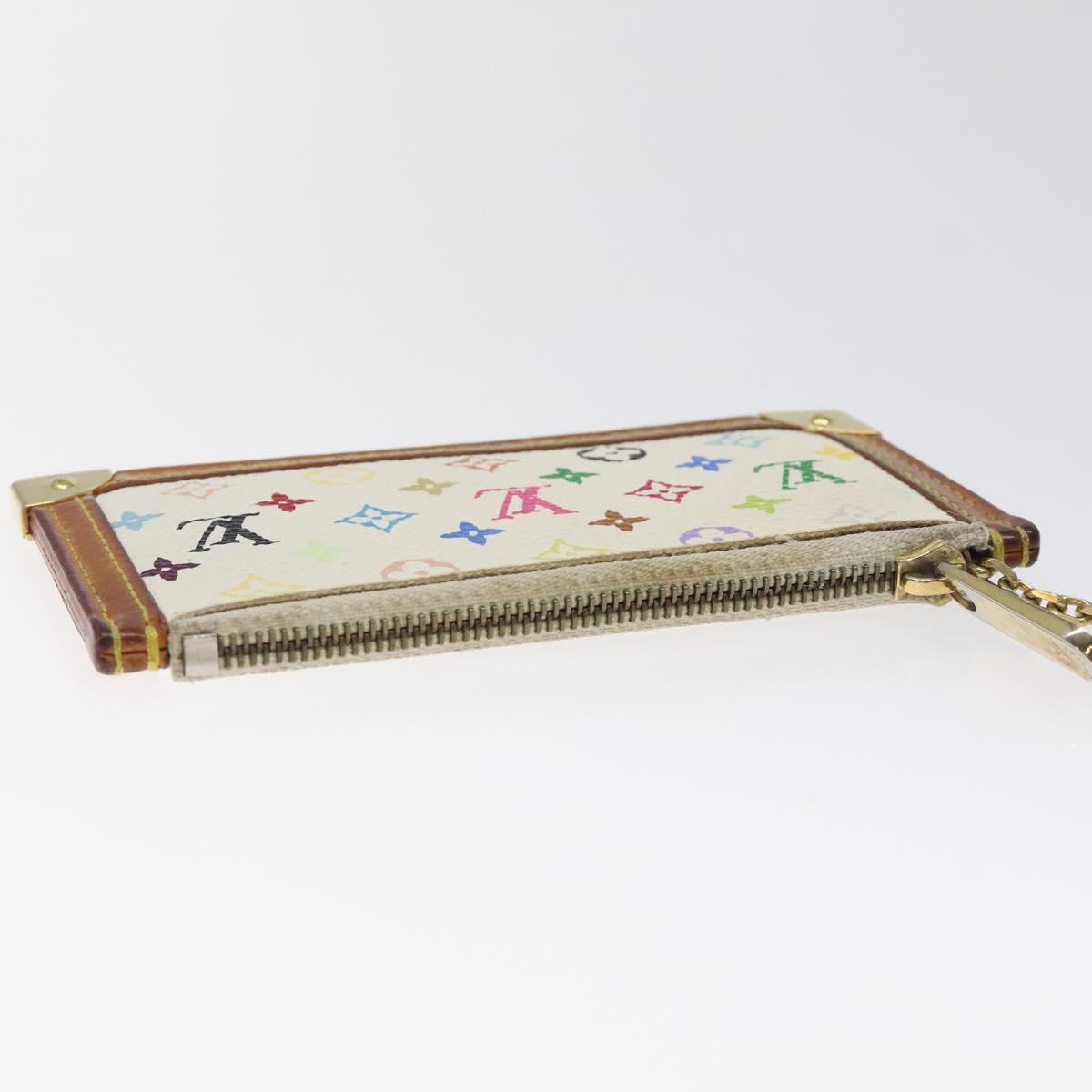 LOUIS VUITTON Monogram Multicolor Pochette Cles Purse White M92655 Auth 126643