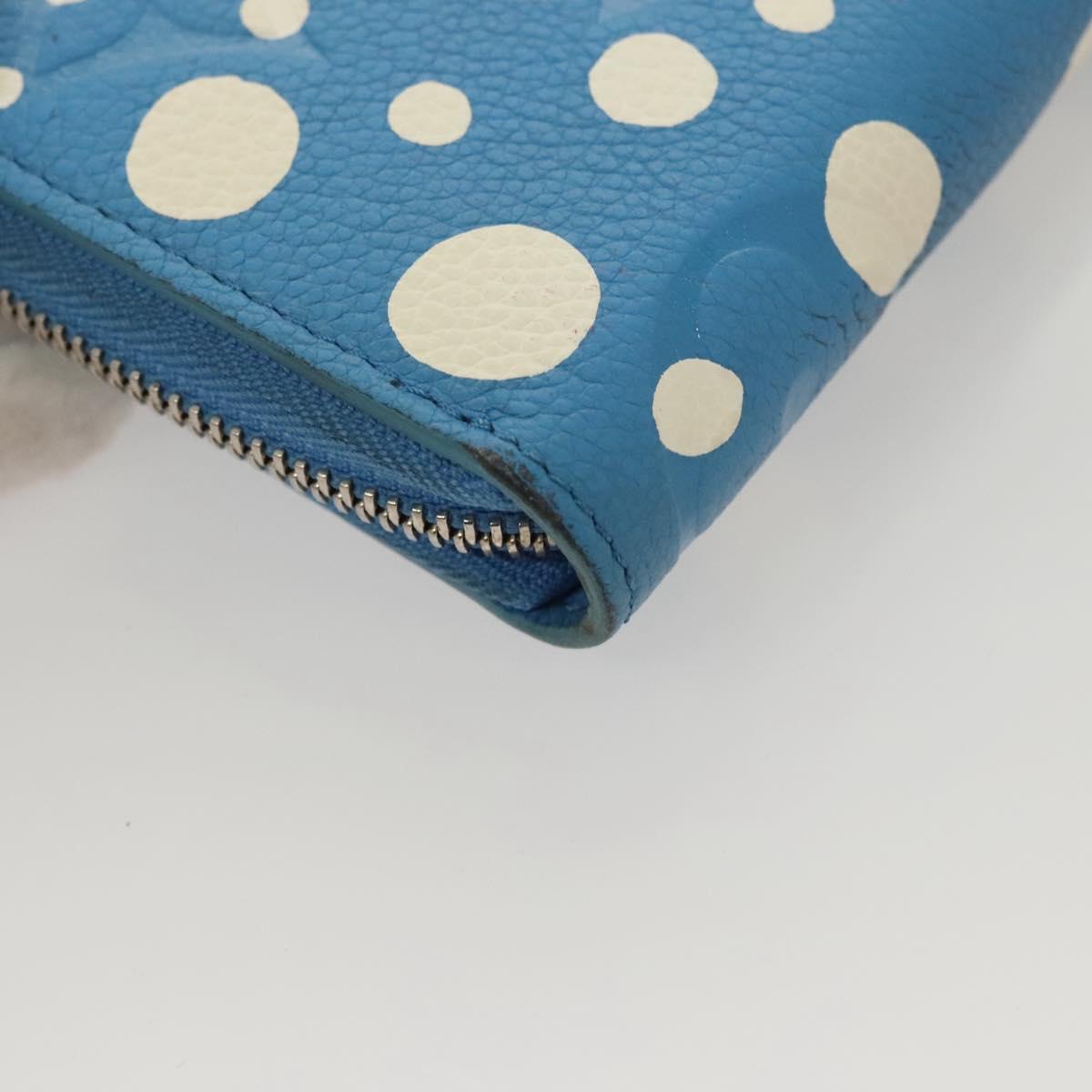 LOUIS VUITTON Empreinte Yayoi Kusama Zippy Wallet Blue M81954 LV Auth 126653