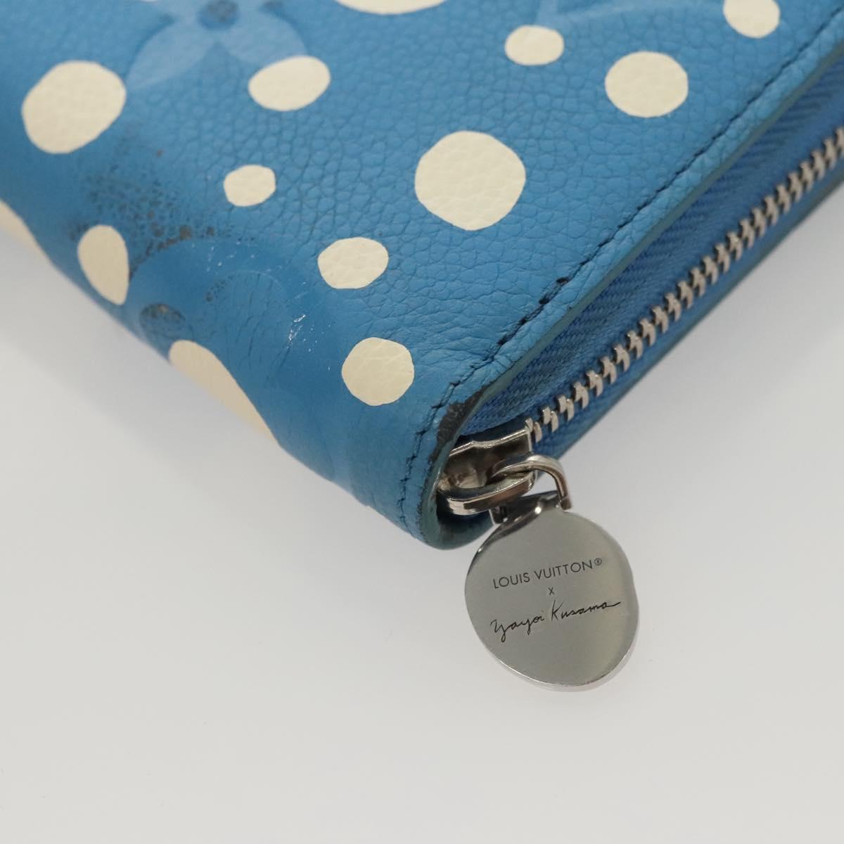 LOUIS VUITTON Empreinte Yayoi Kusama Zippy Wallet Blue M81954 LV Auth 126653