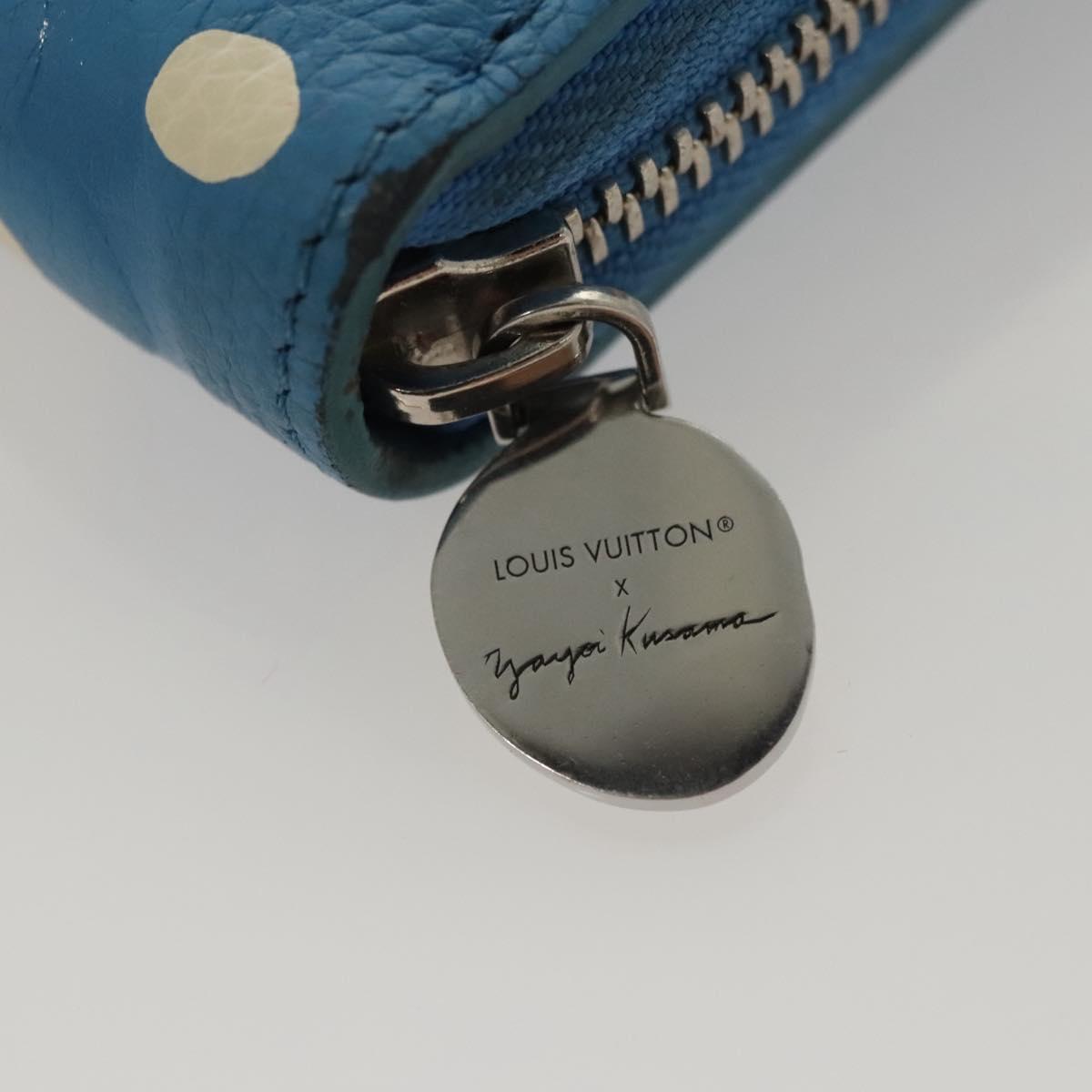 LOUIS VUITTON Empreinte Yayoi Kusama Zippy Wallet Blue M81954 LV Auth 126653