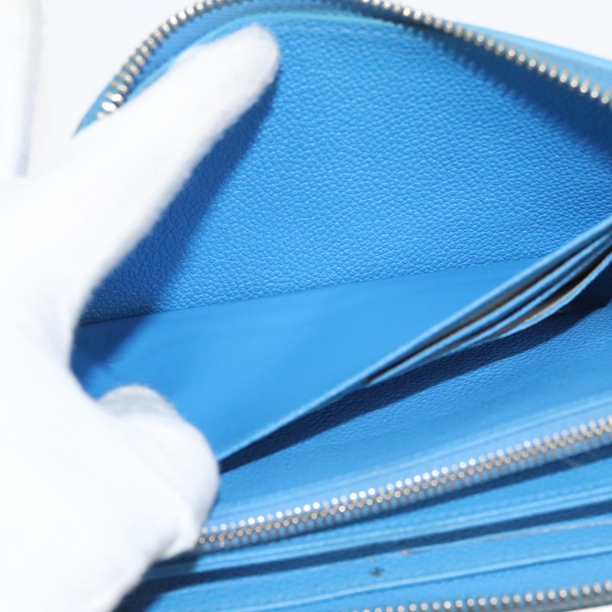 LOUIS VUITTON Empreinte Yayoi Kusama Zippy Wallet Blue M81954 LV Auth 126653