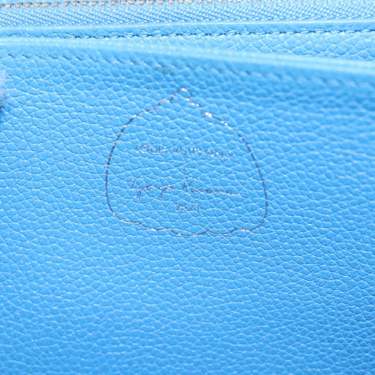 LOUIS VUITTON Empreinte Yayoi Kusama Zippy Wallet Blue M81954 LV Auth 126653