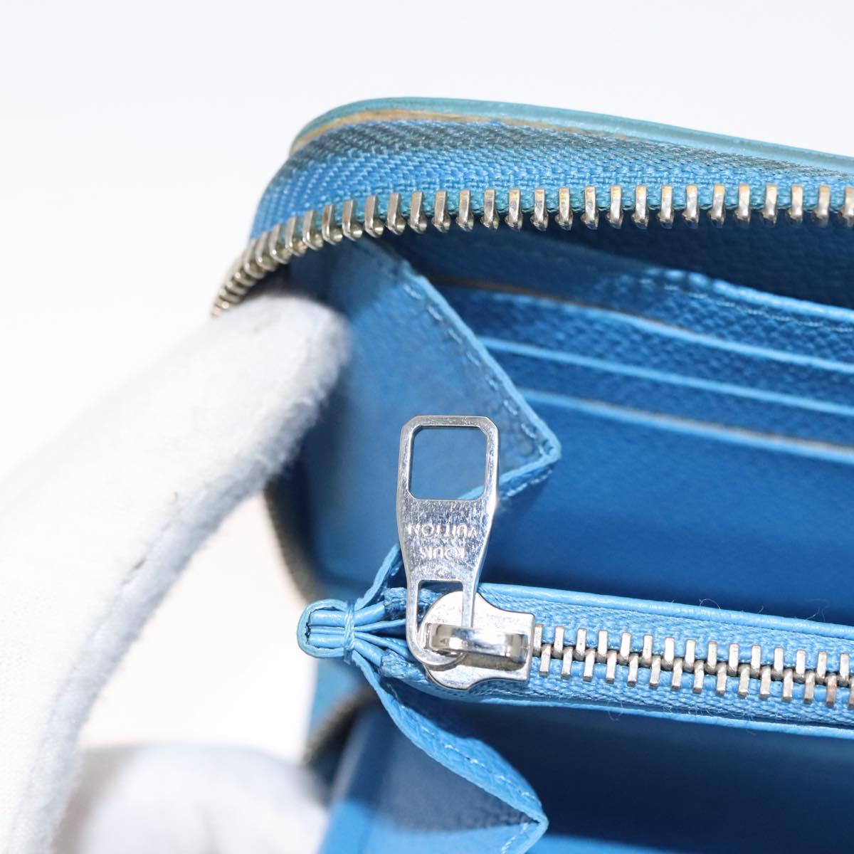 LOUIS VUITTON Empreinte Yayoi Kusama Zippy Wallet Blue M81954 LV Auth 126653