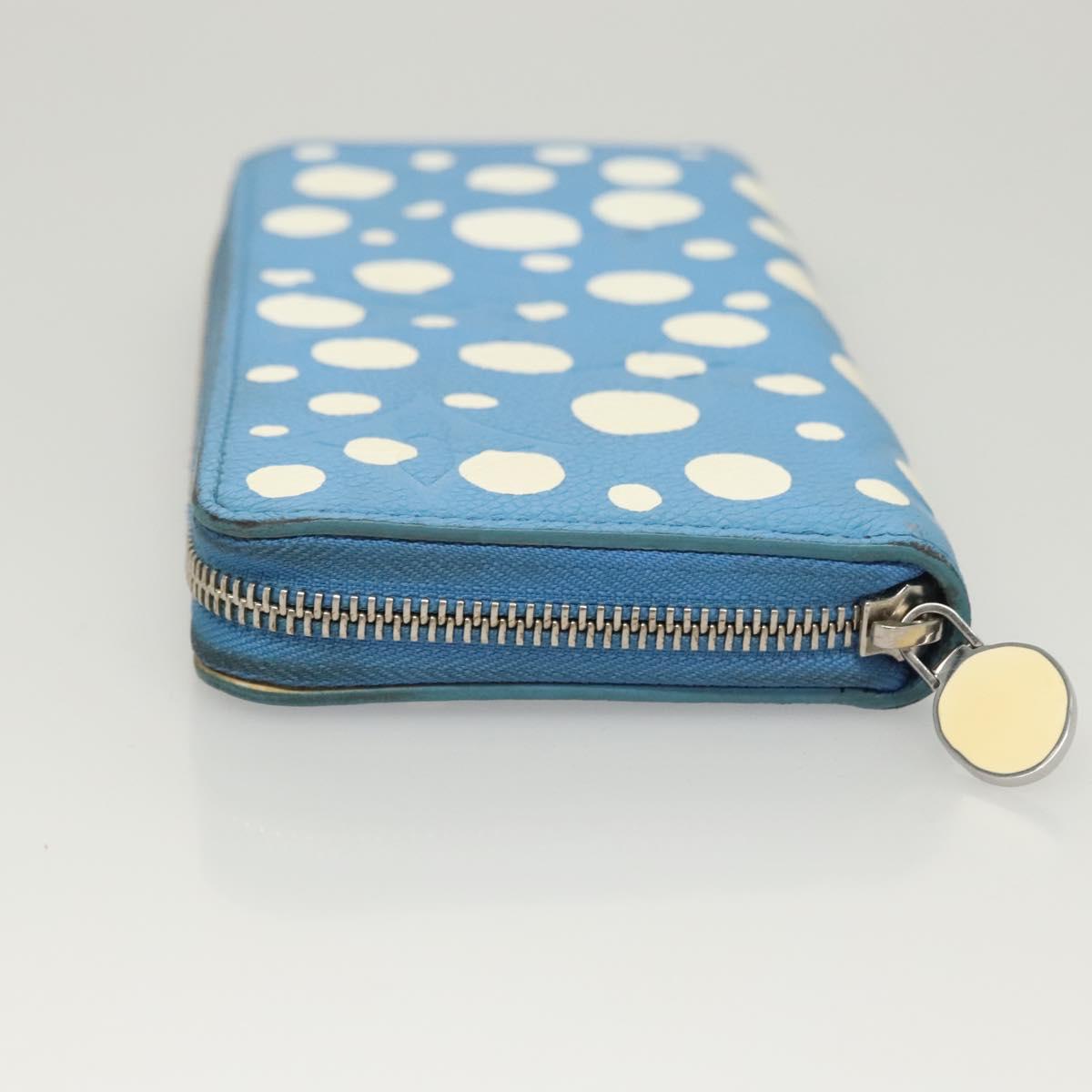 LOUIS VUITTON Empreinte Yayoi Kusama Zippy Wallet Blue M81954 LV Auth 126653