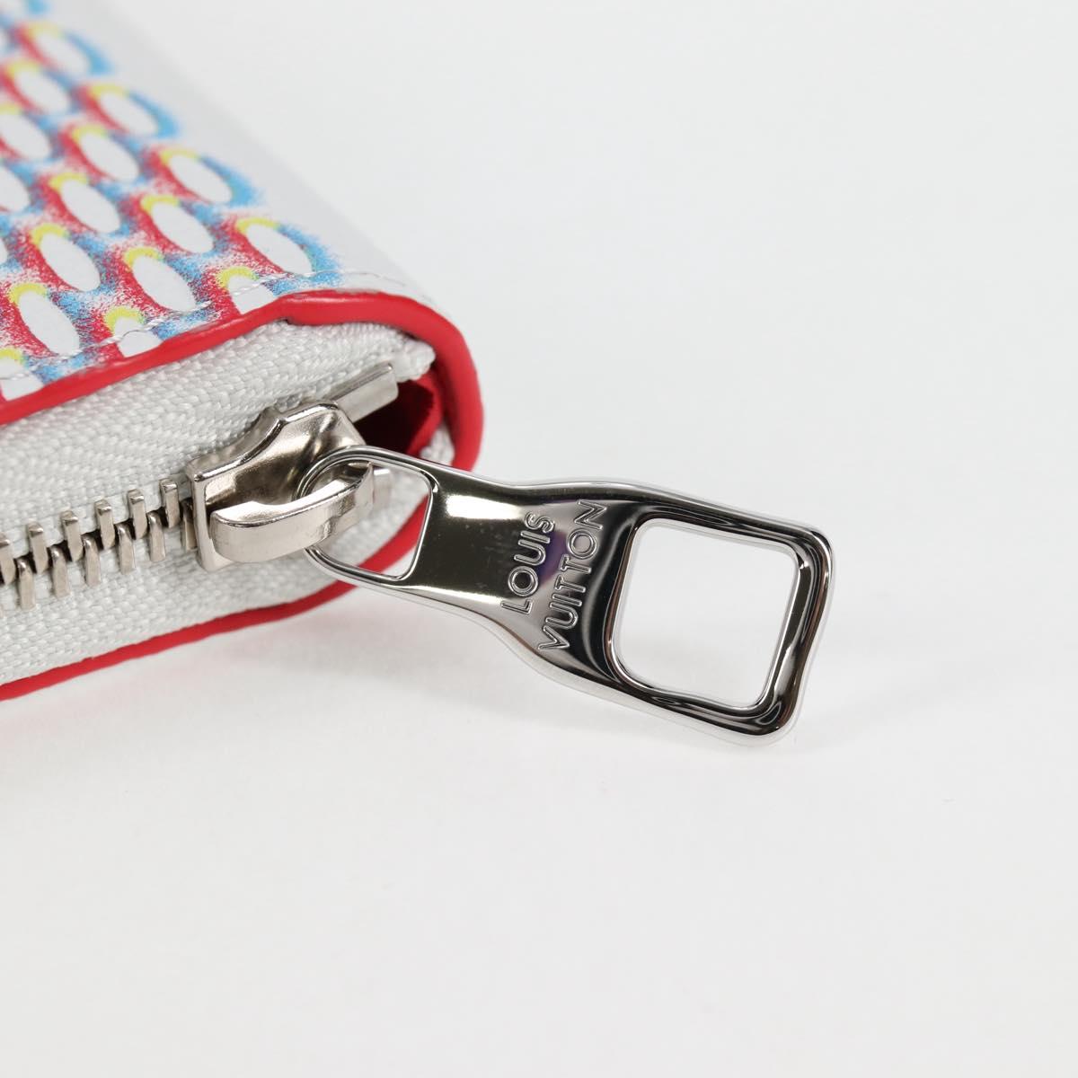 LOUIS VUITTON Damier Spray Zippy Wallet Vertical White M81403 LV Auth 126654SM