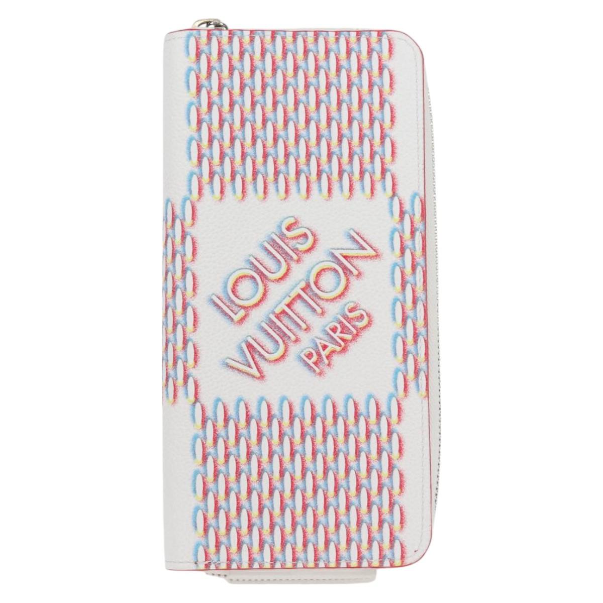 LOUIS VUITTON Damier Spray Zippy Wallet Vertical White M81403 LV Auth 126654SM