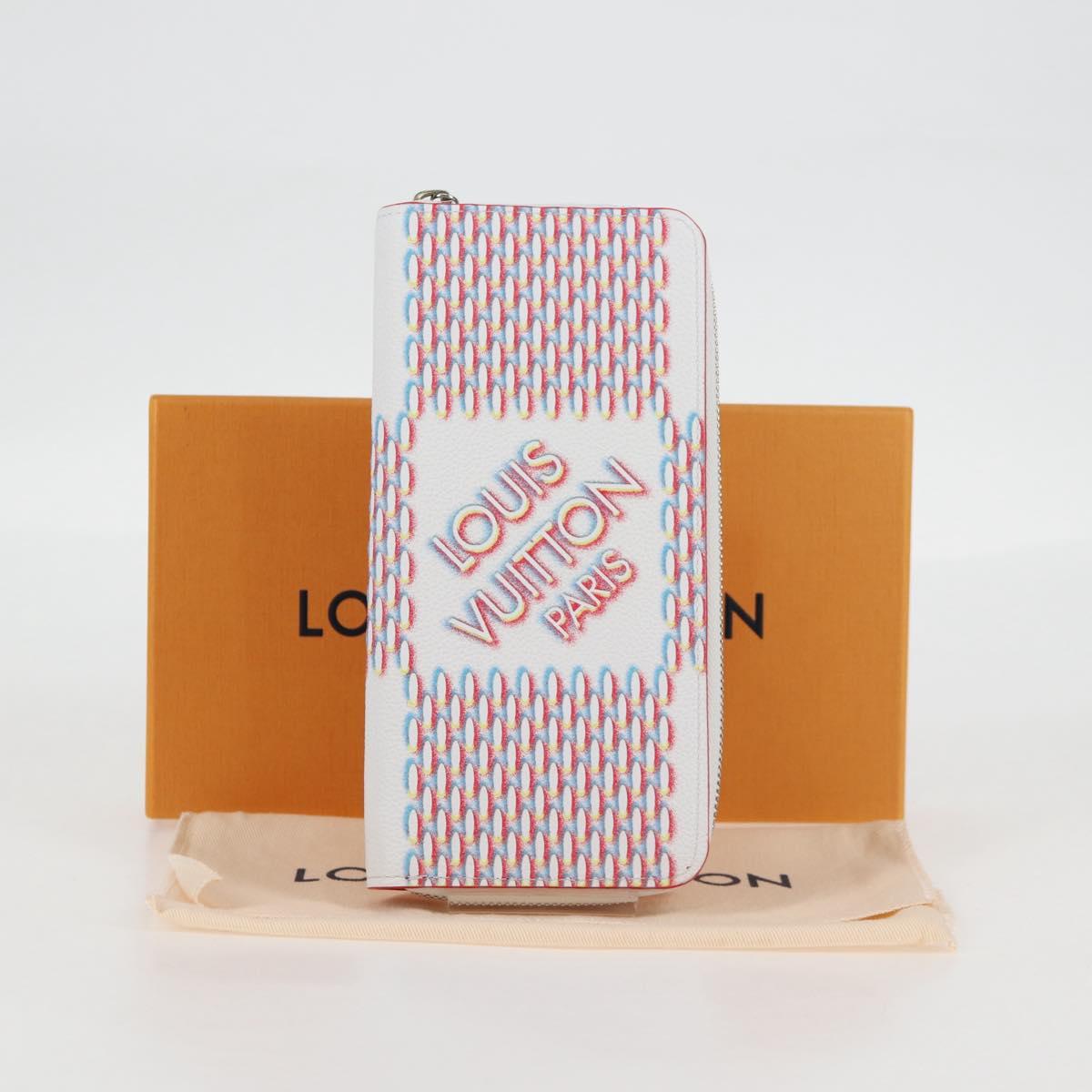 LOUIS VUITTON Damier Spray Zippy Wallet Vertical White M81403 LV Auth 126654SM