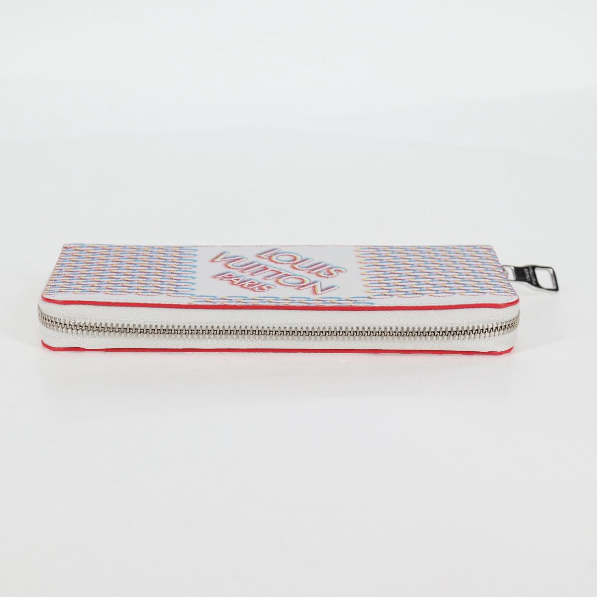 LOUIS VUITTON Damier Spray Zippy Wallet Vertical White M81403 LV Auth 126654SM