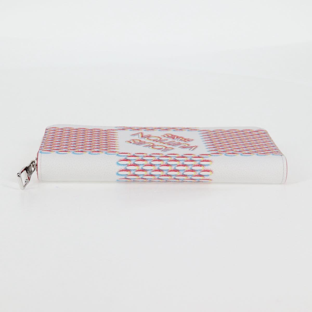 LOUIS VUITTON Damier Spray Zippy Wallet Vertical White M81403 LV Auth 126654SM