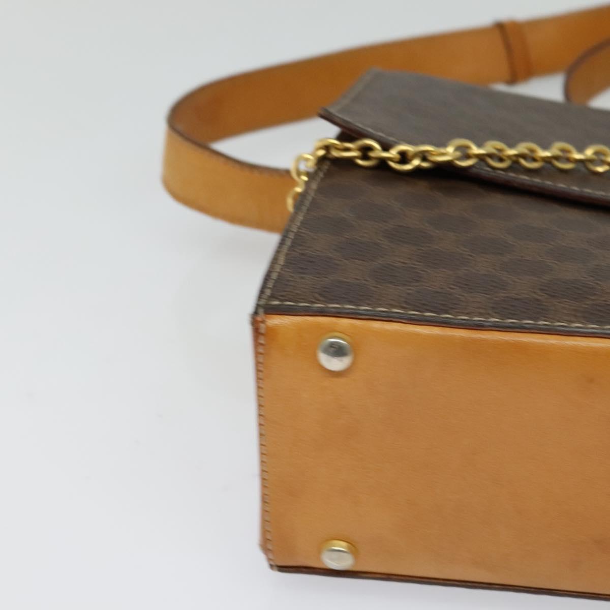 CELINE Macadam Canvas Shoulder Bag PVC Leather Brown Gold Auth 126661