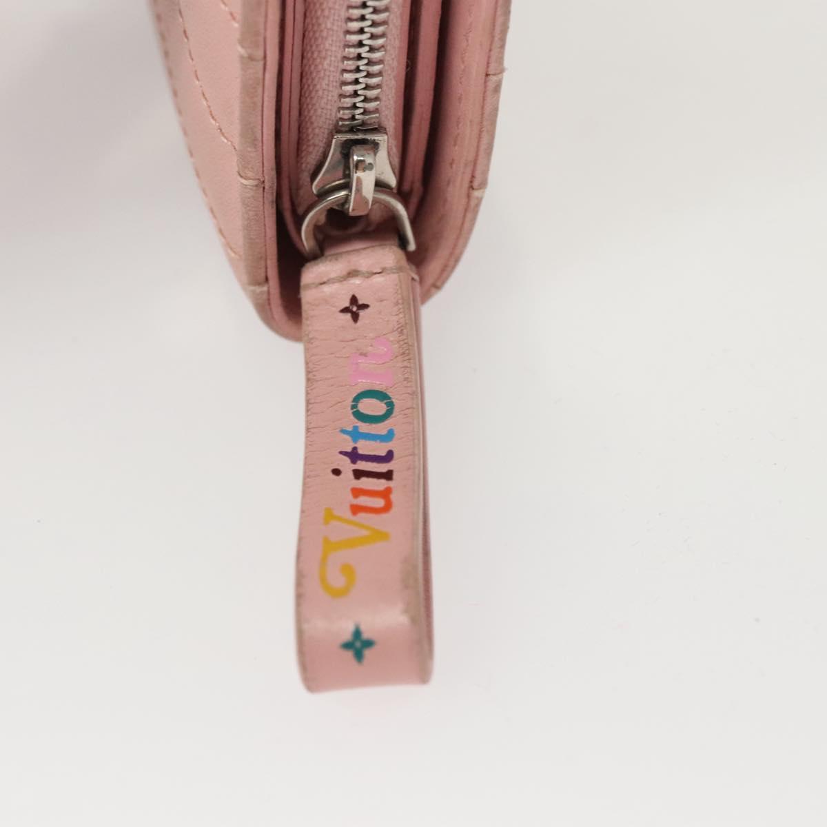 LOUIS VUITTON New Wave Zipto Compact Wallet Leather Pink M63791 LV Auth 126691